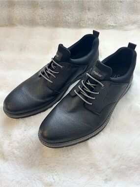 Rieker Black Perforated Slip On Derby Shoe